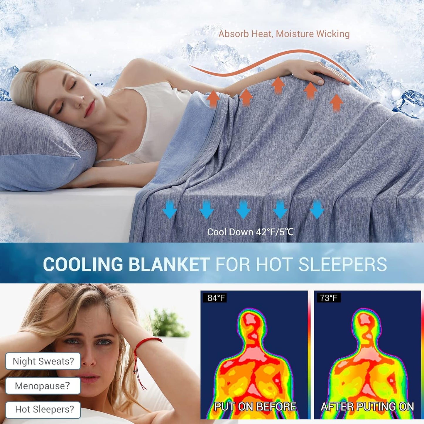 Marchpower Arc-Chill Cooling Blanket for Hot Sleepers Twin Size with Double-Sided Design, Japanese Cooling Fiber Absorbs Body Heat, Lightweight Soft Cold Blankets for Sleeping Summer