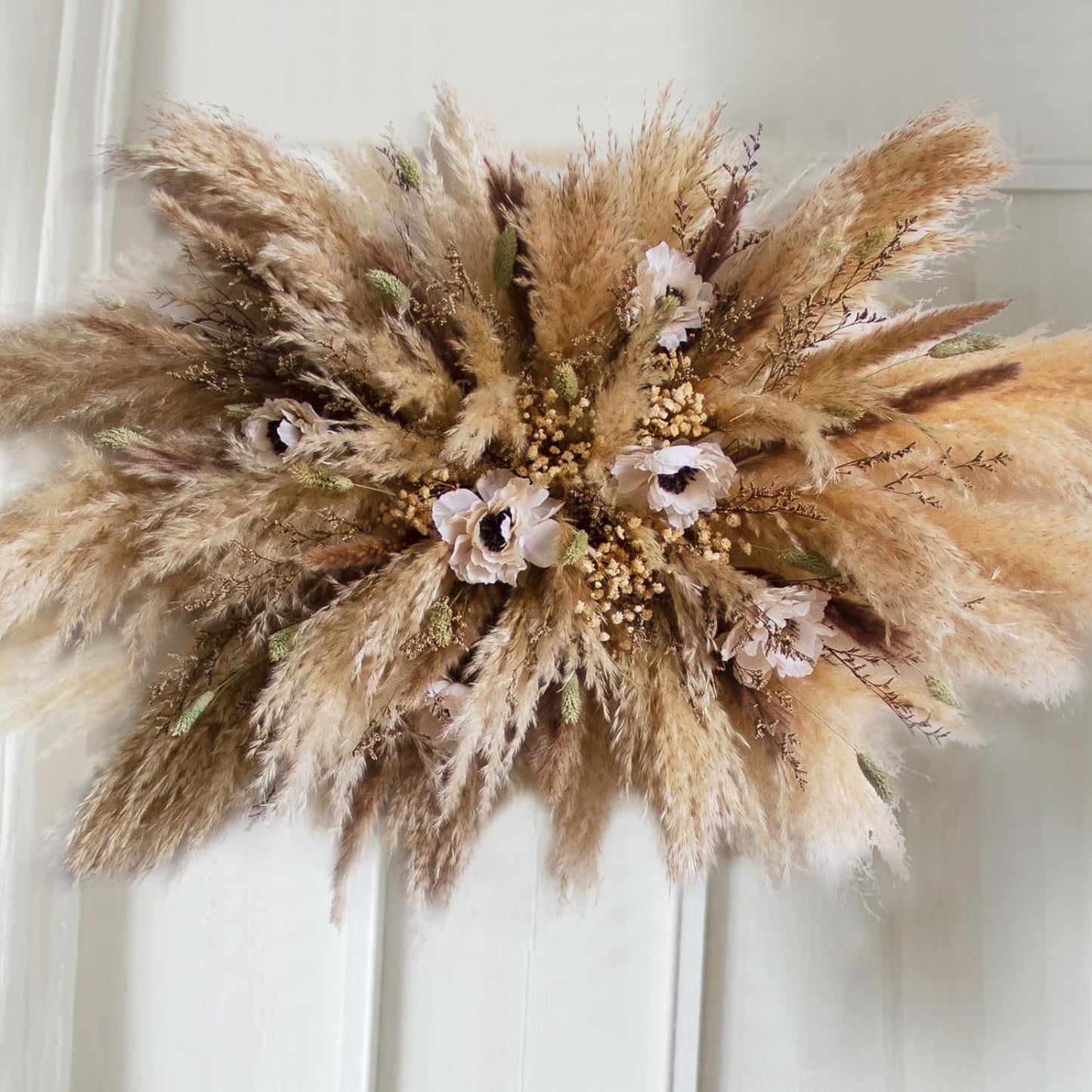 Dried Flowers Boho Decor Kit - Natural Pampas Grass, Bunny Tails & Baby’s Breath for Vase, Wedding Decor, Farmhouse & Bathroom Decor