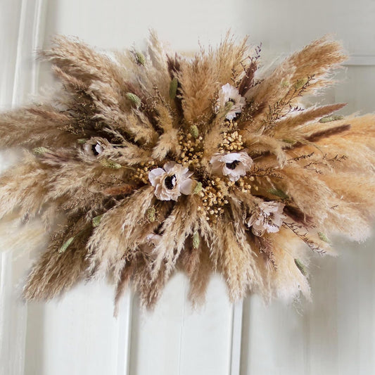 Dried Flowers Boho Decor Kit - Natural Pampas Grass, Bunny Tails & Baby’s Breath for Vase, Wedding Decor, Farmhouse & Bathroom Decor