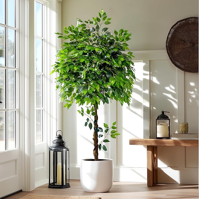 Big Ficus Large Artificial Trees Tall Faux Tree Indoor Outdoor Realistic decoracion Floor Fake plantas for Home Living Room Bedroom Office Porch Outside Patio arboles artificiales para Decor