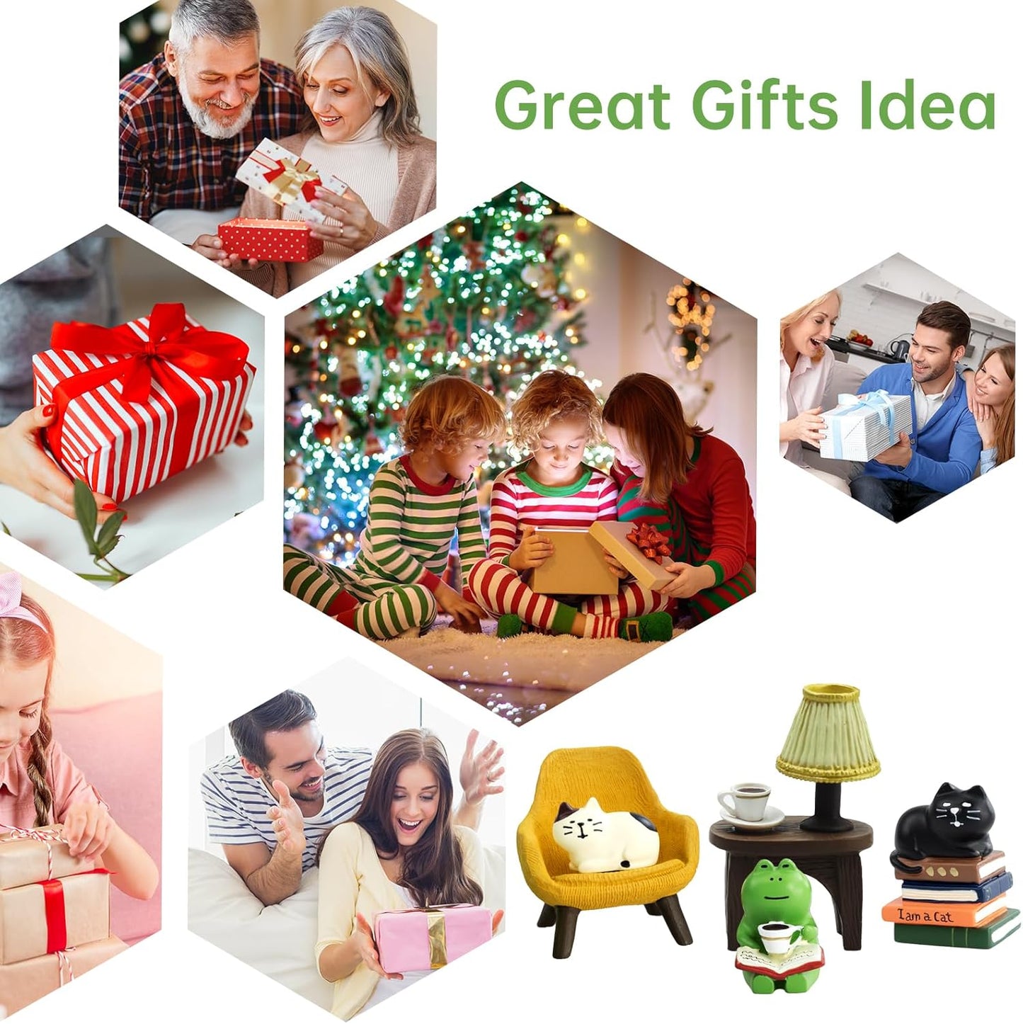 Cute Mini Frog and Cat Figurine for Office, Home Decoration Perfect Cute Frog and Cat Gift