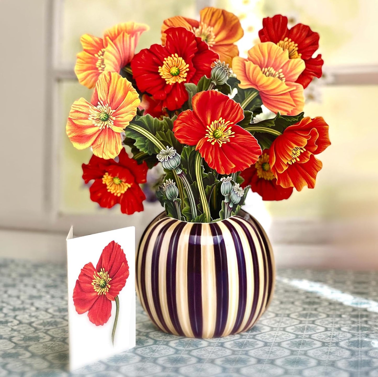 Freshcut Paper Pop Up Cards, French Blooms, 12 Inch Life Sized Forever Flower Bouquet 3D Popup Greeting Card, Birthday Cards, Thank You Card, Blank Notecard & Envelope