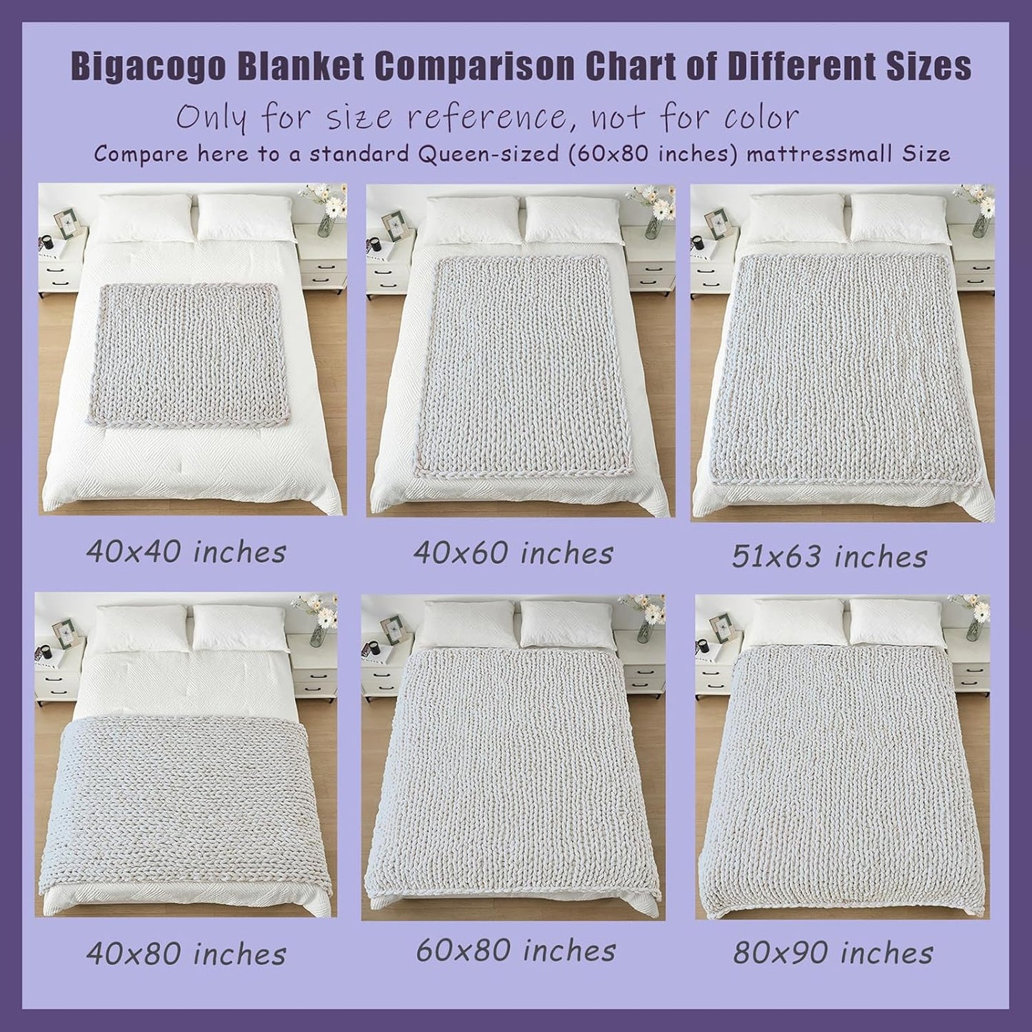 Bigacogo Chunky Knit Throw Blanket for Couch, 51x63 inches, 100% Hand Knitted with Thick Jumbo Chenille Yarn, Cozy Soft Large Rope Knot Cable Crochet Blankets for Sofa Bed Living Room, Mint