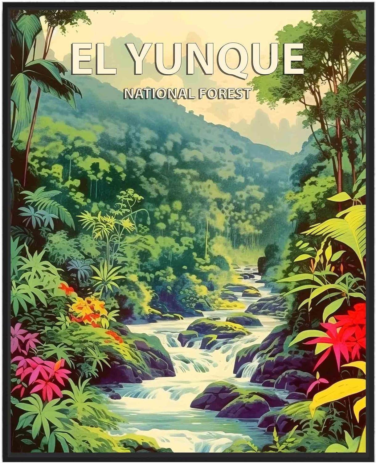 El Yunque National Forest Poster Art Print Retro Mountain Wall Art Poster Vintage Decor Nature Recreation Wilderness Wildlife Decoration, Outdoor Adventure Scenic Beauty Artwork. (El Yunque National