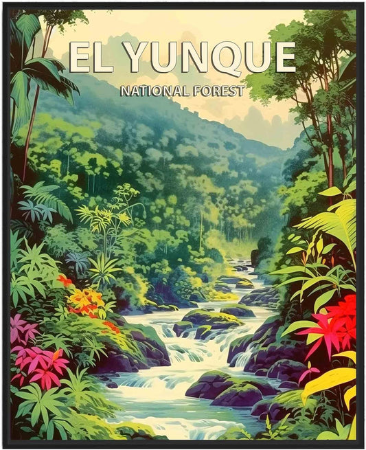 El Yunque National Forest Poster Art Print Retro Mountain Wall Art Poster Vintage Decor Nature Recreation Wilderness Wildlife Decoration, Outdoor Adventure Scenic Beauty Artwork. (El Yunque National