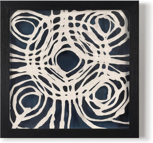 FOLKOR Abstract Wall Art Framed for Modern Home Office, 12" Handmade Rice Paper Spiral Artwork Maximalist Decor, Black and White Geometric Shadow Box Wall Panel for Bedroom Hallway Decoration