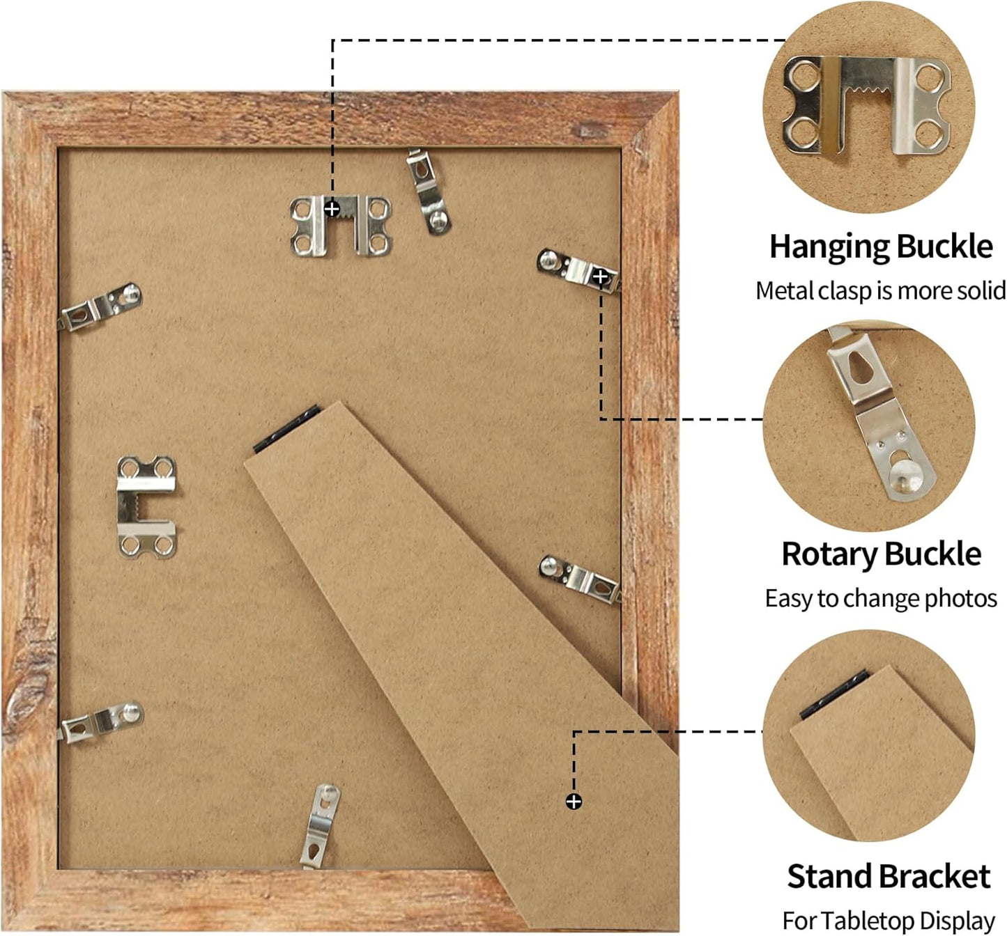 iRahmen 8.5x11 Picture Frame Set of 2, Rustic Brown Certificate Frame with High Definition Real Glass, Wood Photo Frames 8.5 by 11 Diploma Document for Wall Hanging and Tabletop Display