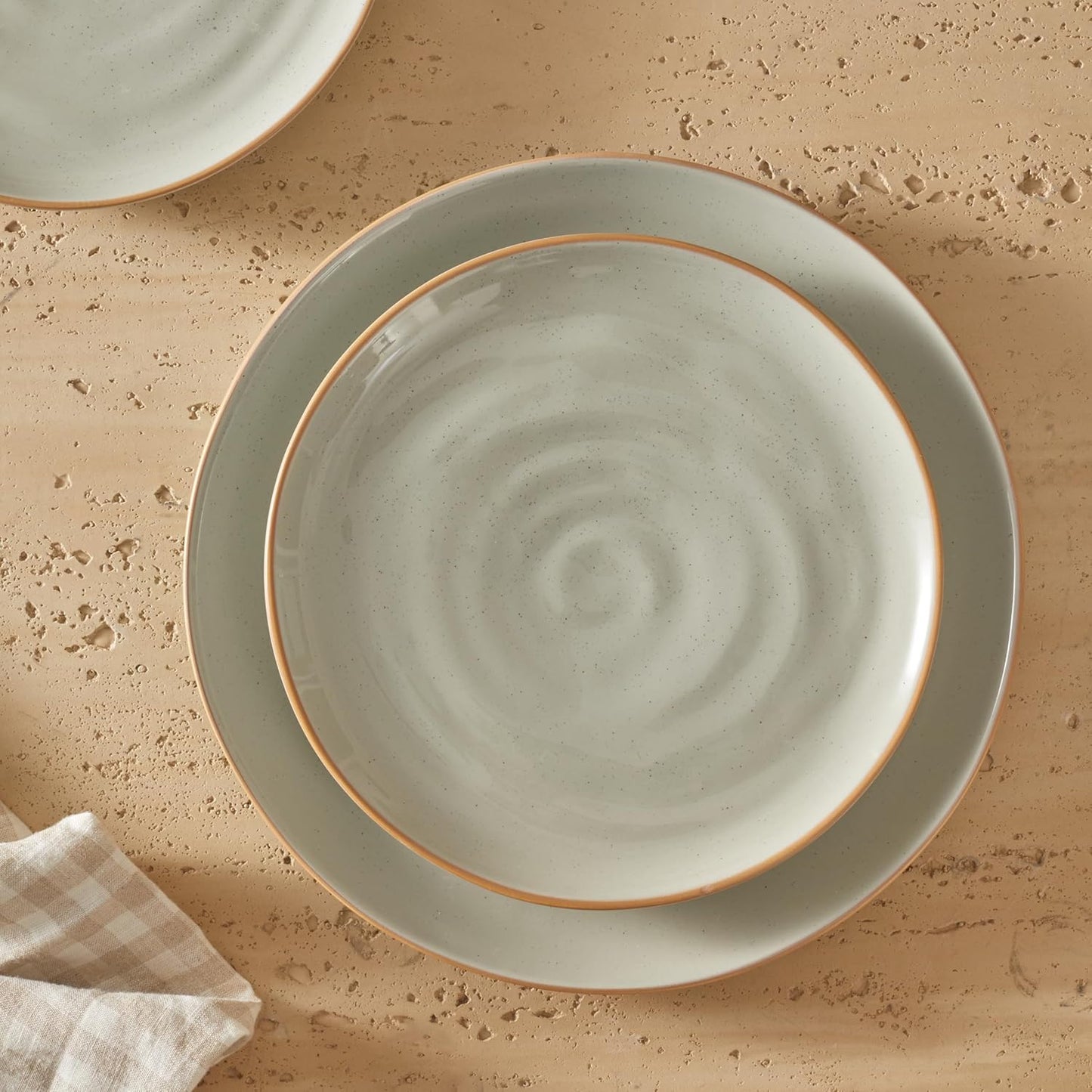 Bico Light Sage Green 8.7 inch Stoneware Salad Plates Set, Set of 4, Microwave and Dishwasher Safe, for Salad, Appetizer, Side Dishes, Tapas