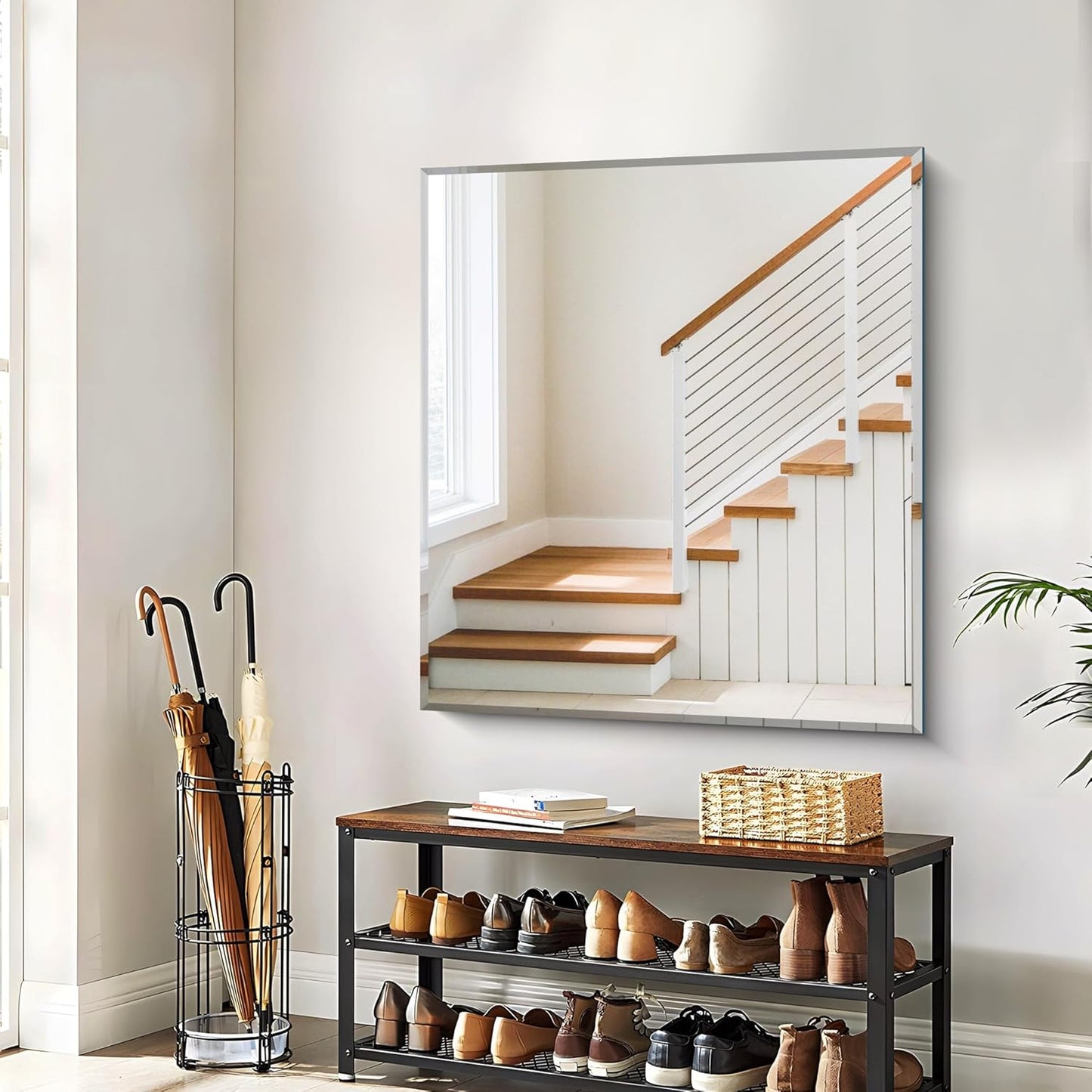 Beveled Bathroom Mirror, 36x40 Inch Large Bathroom Mirrors for Over Sink, Upgraded Shatterproof Beveled Frameless Vanity Mirror for Bathroom,Bedroom,Living Room and Entryway