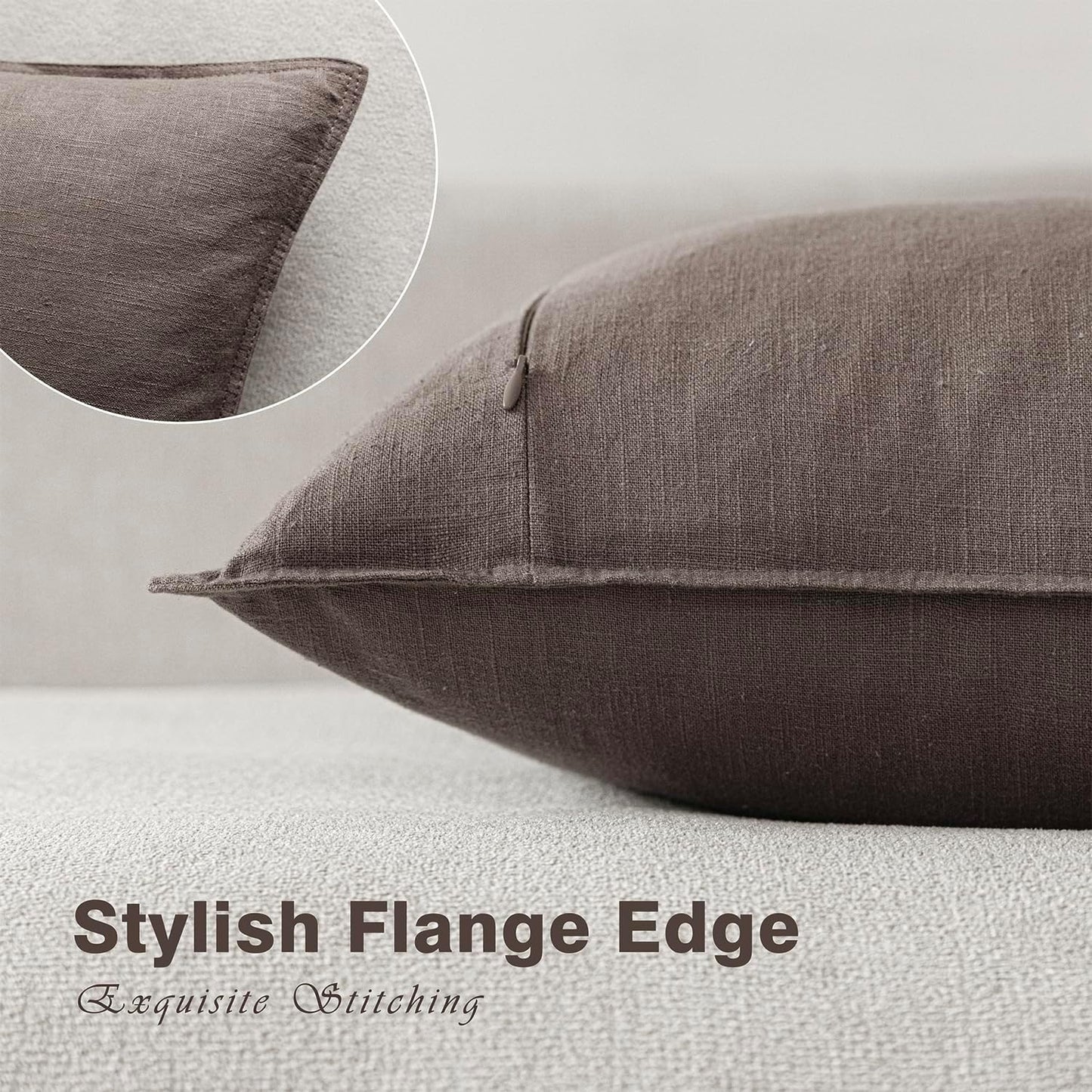 Foindtower Pack of 2, Decorative Linen Soild Throw Pillow Covers Accent Lumbar Cushion Case Boho Farmhouse Pillowcase for Chair Couch Sofa Bedroom Living Room Home Decor 12x20 Inch Light Coffee