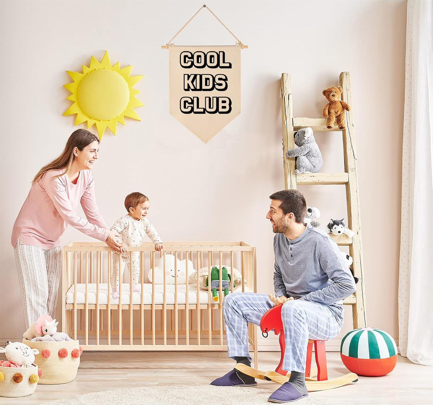 Cool Kids Club-Flag Sign Art Gifts for Baby Newborn Boys Girls Kids-Banner Wall Decor Present for Nursery Bedroom Playroom Front Door-Baby Present Shower-New Home Birthday Christmas Gift