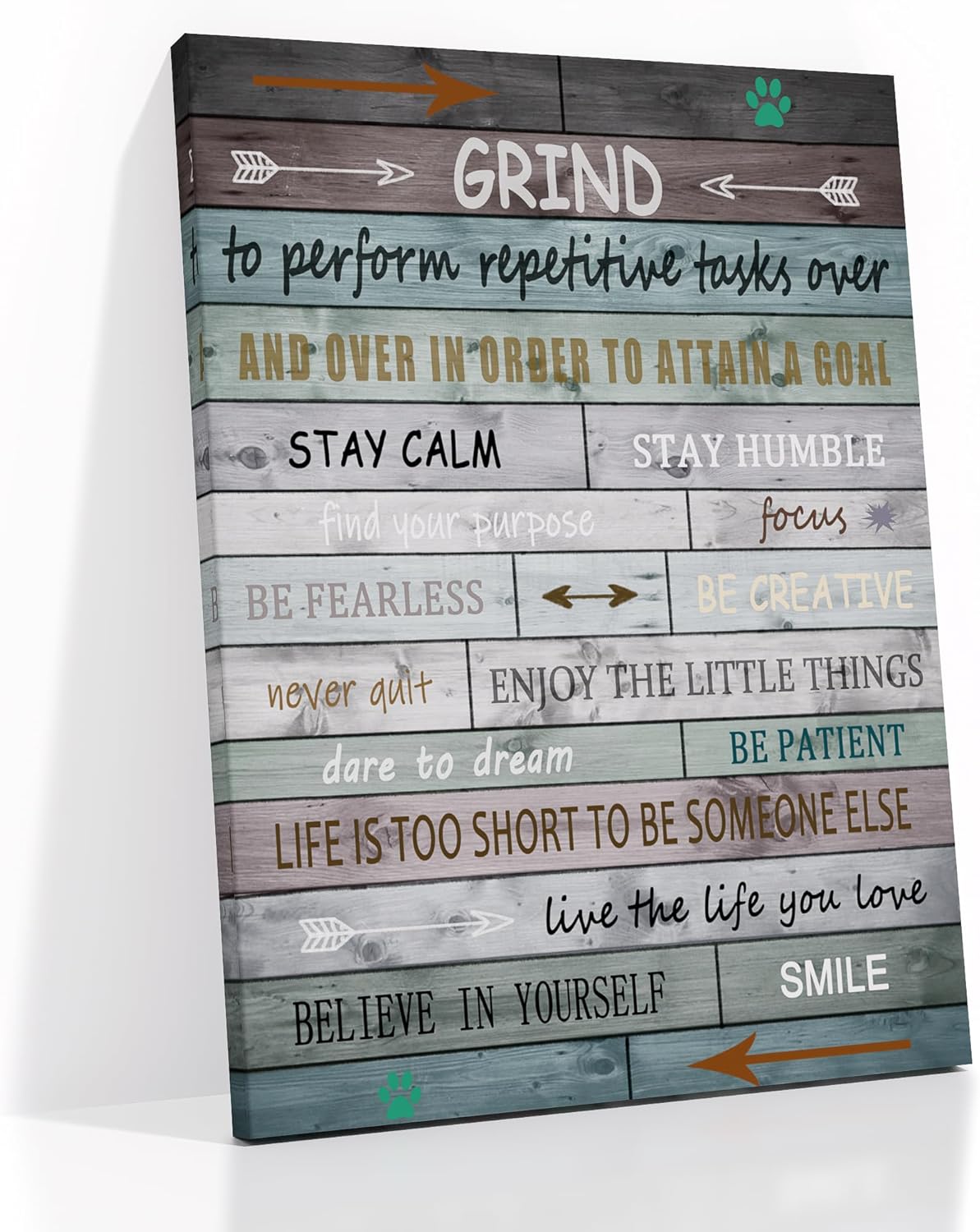 Inspirational Grind Canvas Wall Art Office Decor Motivational Picture Print Retro Theme Painting Poster Artwork for Living Room Workplace Hallway Wall Decoration Stretched and Framed [30''Wx 40''H]