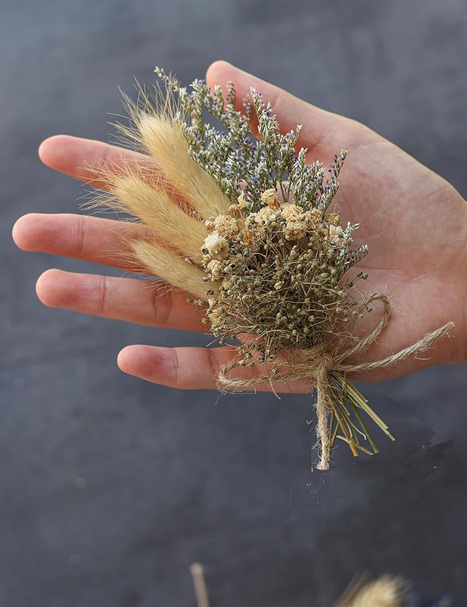 xin's convey Mini Flower Bouquet Set (12pcs), Cake Bouquet, Dried Flower Decoration, Shooting Prop, Envelope Decoration Dried Flower(Primary Colour)