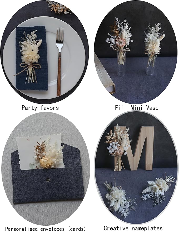 xin's convey Mini Dried Flower Bouquet Set (Pack of 12), Small Golden Bouquets, Card Decorative Dried Flowers, Props for Photo Shoots, Wall Hanging Dried Flower Decorations. (Gold)