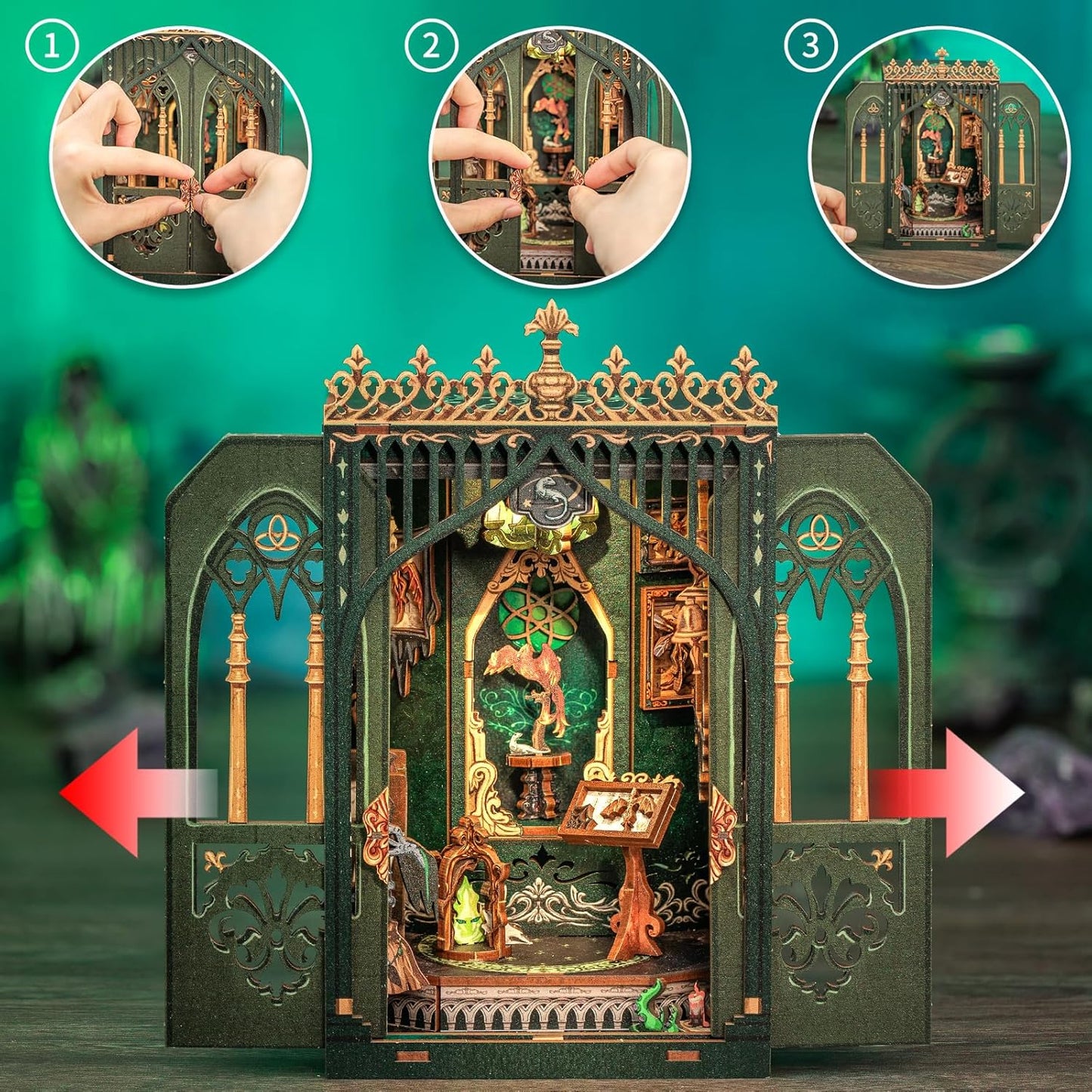 Cutefun Book Nook Kit, DIY Miniature House Kit for Beginners, Book Nook Kits for Adults, Wooden Dollhouse for Bookshelf Decor, Gifts for Family and Friends (The Darkness Herbarium)