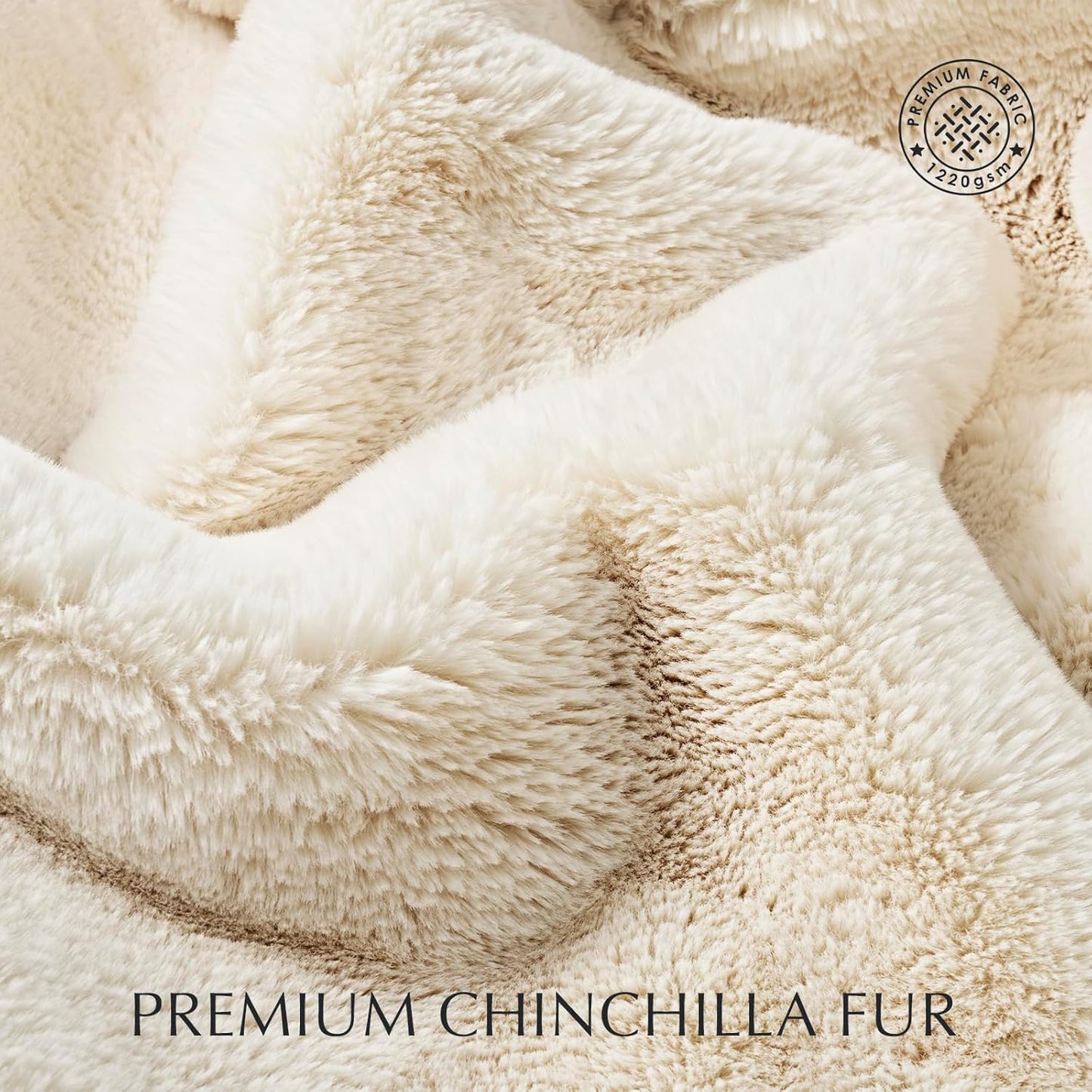 EVERGRACEHOME Luxury Soft Faux Chinchilla Fur Throw Blanket for Couch, Warm Thick Heavy Winter Throw Blanket 1220GSM for Bed, Fluffy Cozy Mink Blanket with Reversible Velvet, Arctic White, 60"x80"