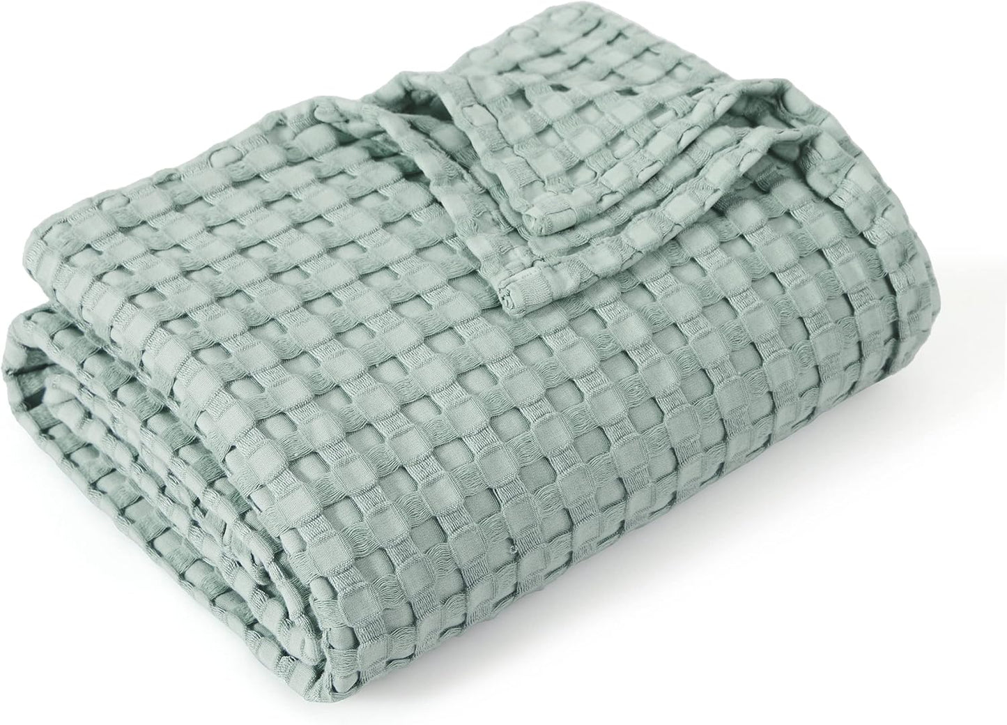 Bedsure Cooling Cotton Waffle Twin XL Blanket - Lightweight Breathable Blanket of Rayon Derived from Bamboo for Hot Sleepers, Luxury Throws for Bed, Couch and Sofa, Mint Green, 66x90 Inches