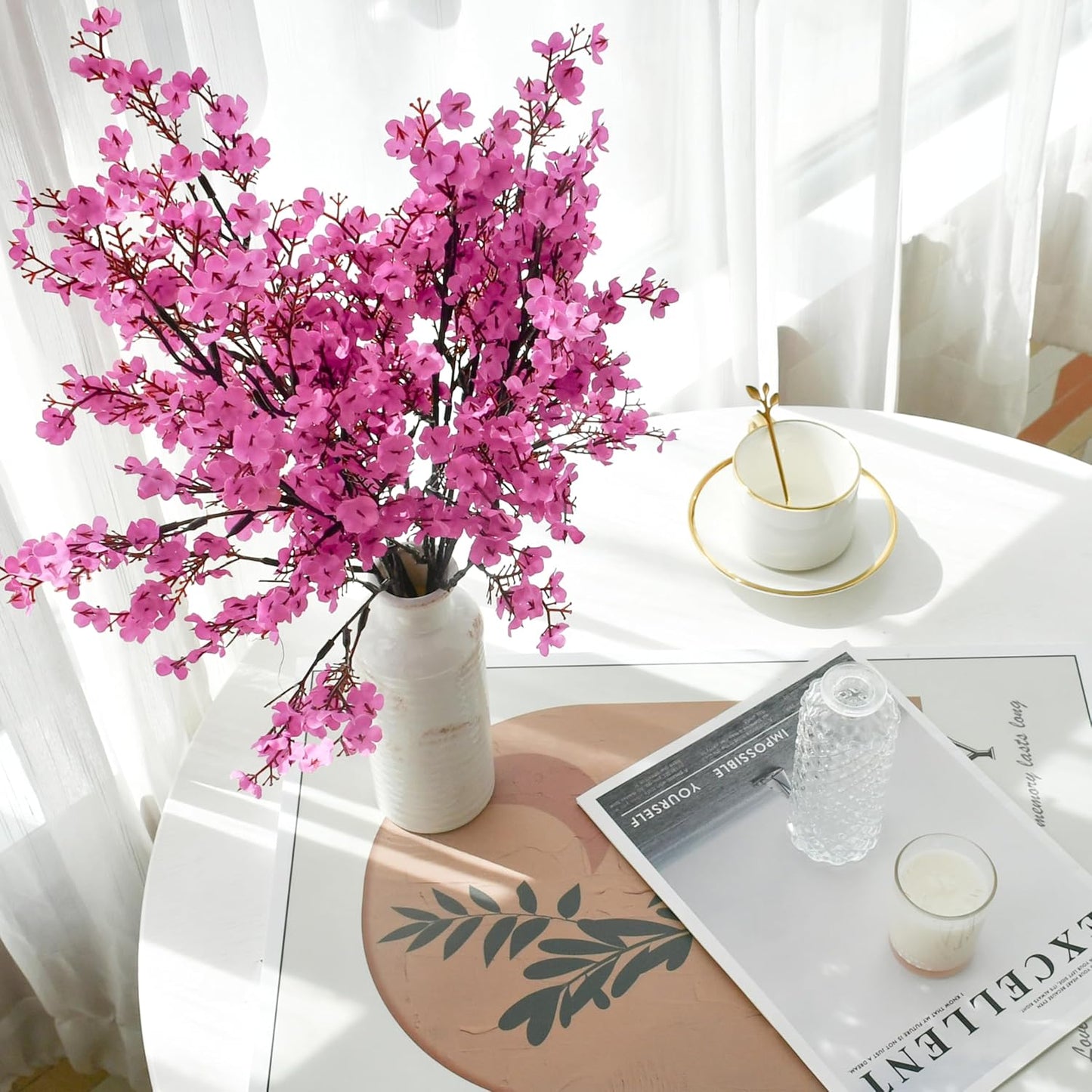 Mandy's Lavender Artificial Baby’s Breath Flowers 6 Bundles Silk Gypsophila with Bendable Stems for Fall Centerpiece Wedding Decor and Table Arrangements