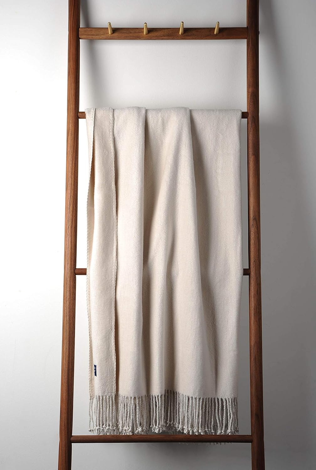 EP Mode Fringed Mulberry Silk Throw Blanket for Sofa (Whisper White)