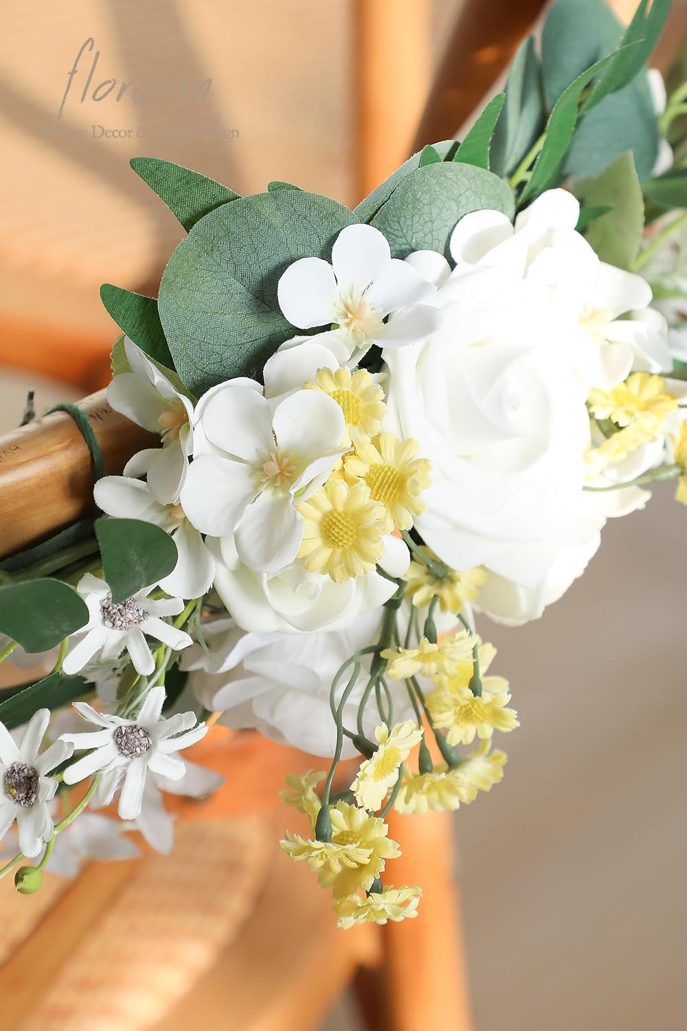 Floroom 24pcs Yellow Small Artificial Flowers Faux Silk Daisies Fake Wildflowers with Stems for DIY Wedding Bouquets Floral Arrangements Party Decor Centerpieces Decorations (Vase Not Included)