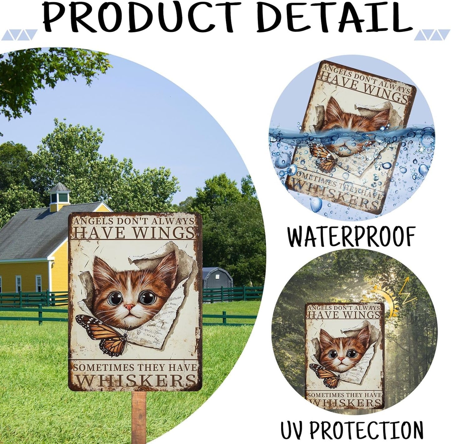 Funny Cat Metal Signs Vintage Angels Don't Always Have Wings Sometimes They Have Whiskers Tin Sign Retro Wall Decor for Home Living Room Garden Yard 8×12 Inch