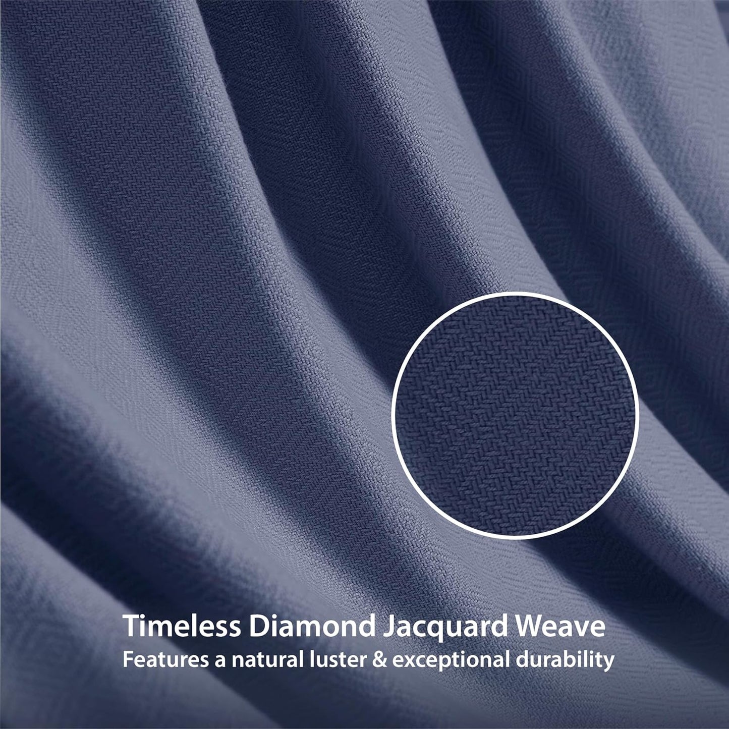 King Size Blanket, 70% Rayon (Derived from Bamboo) and 30% Cotton, Lightweight Jacquard Weave, Breathable and Soft Summer Blanket for Bed or Couch, 108” x 90”, Navy