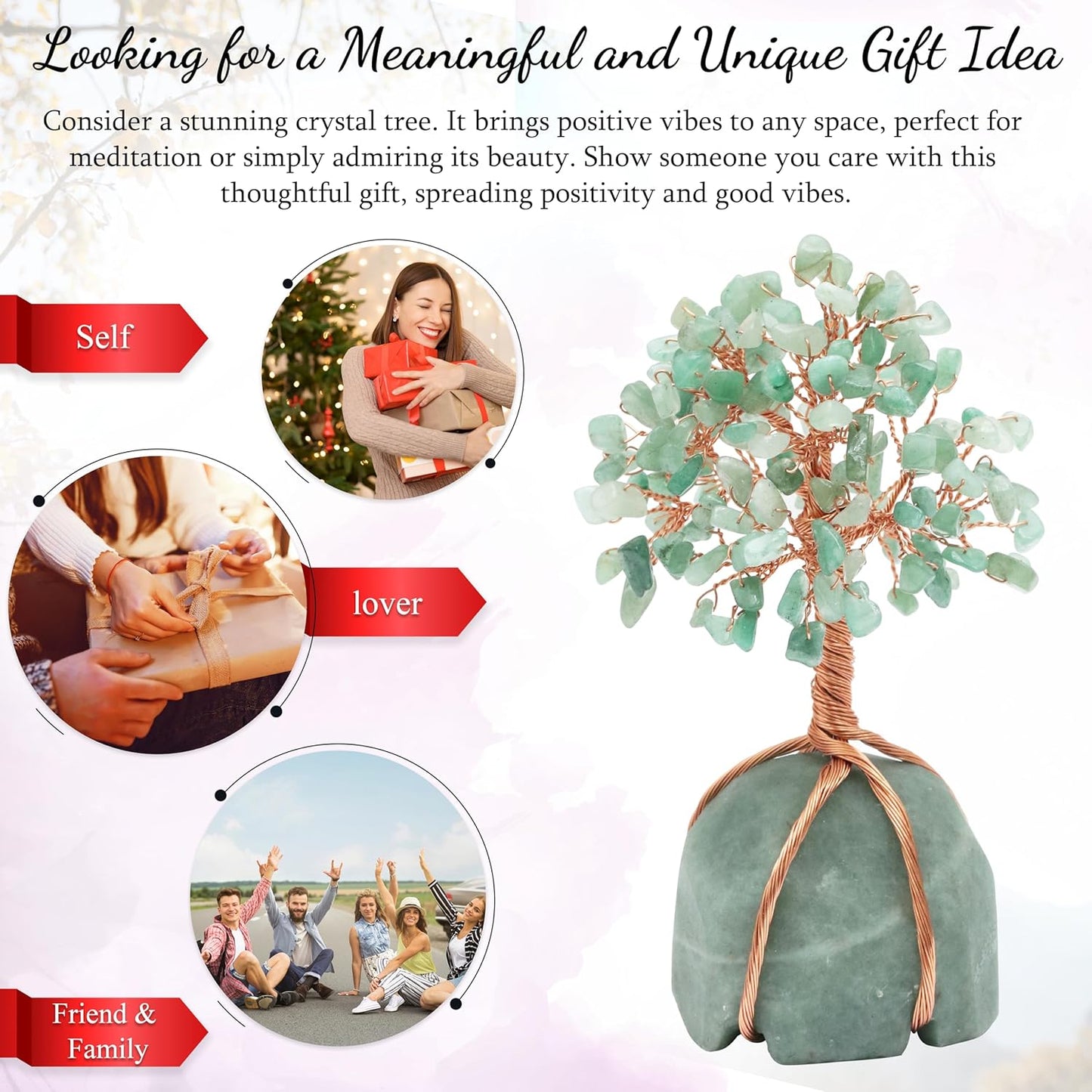 Green Aventurine Crystal Tree with Green Aventurine Stone Base Tree of Life Decor for Bedroom, Birthday Gifts for Women, Sister Gift, Birthday Gifts for Mom, Cute Home Decor Housewarming Present