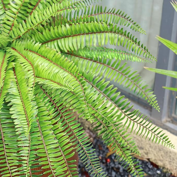 Velener 36 Inch Artificial Boston Fern Large Hanging Plant, Fake Fern Plants Bush Indoor for Home Decor, Faux Plants Outdoor, Garden, Office, Garden Decoration(Green)