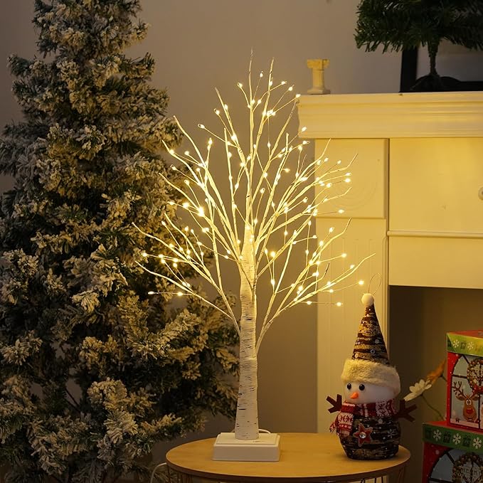 144 LED Birch Tree Lights with Remote Control, DIY Artificial Tree Lamp with Timer, Twinkle Lighted Tree 3 AA or USB Powered, Fairy Light Spirit Tree for Bedroom Easter Decor (White)