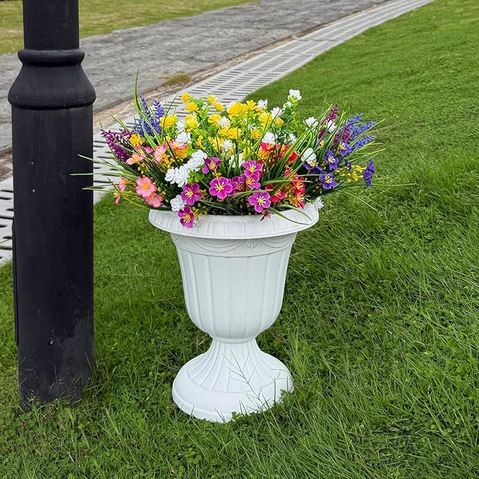 16 Bundles Artificial Flowers for Outdoor,UV Resistant Fake Flowers,Faux Plants for Outside Hanging Planters,No Fade Artificial Plants for Indoor Porch Garden Home Wedding Farmhouse Decor