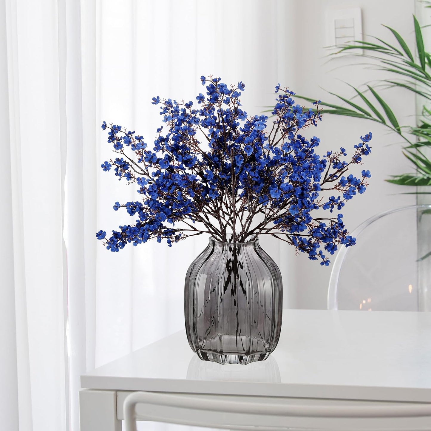 JAKY-Global Real Babys Breath Artificial Flowers Dark Blue 12 Bundle Vase Filler European Fake Silk Plants Decor Dresser Wedding Party Decoration Bouquets DIY Home Garden