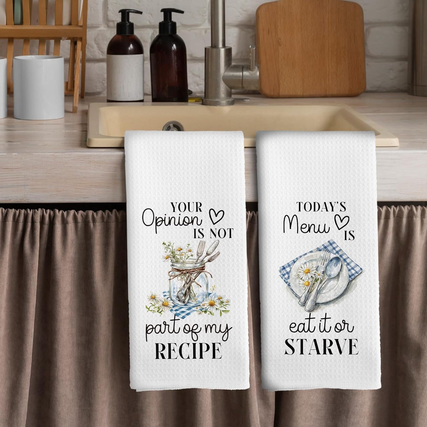 Funny Gifts Kitchen Towels - Sarcastic Humor Dish Towels, Housewarming Gifts, Funny Recipe Decorative Absorbent Dishcloths Hand Towels Set of 2 for Cooking Baking Decor 16x24 Inches