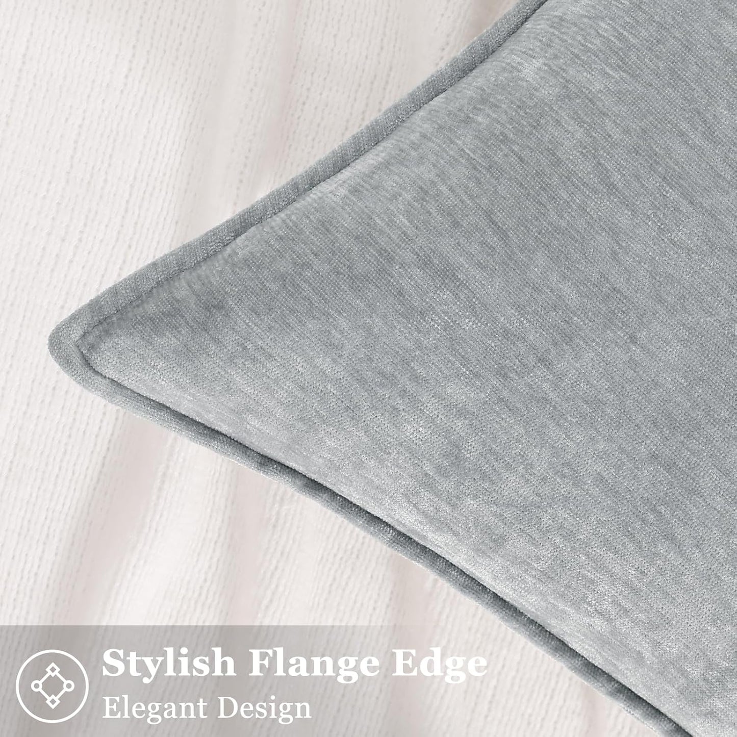 decorUhome Couch Throw Pillow Covers 24x24 Set of 2, Decorative Soft Euro Neutral Chenille Pillow Covers with Elegant Design for Sofa Bed Living Room Home Decor, Ultimate Gray