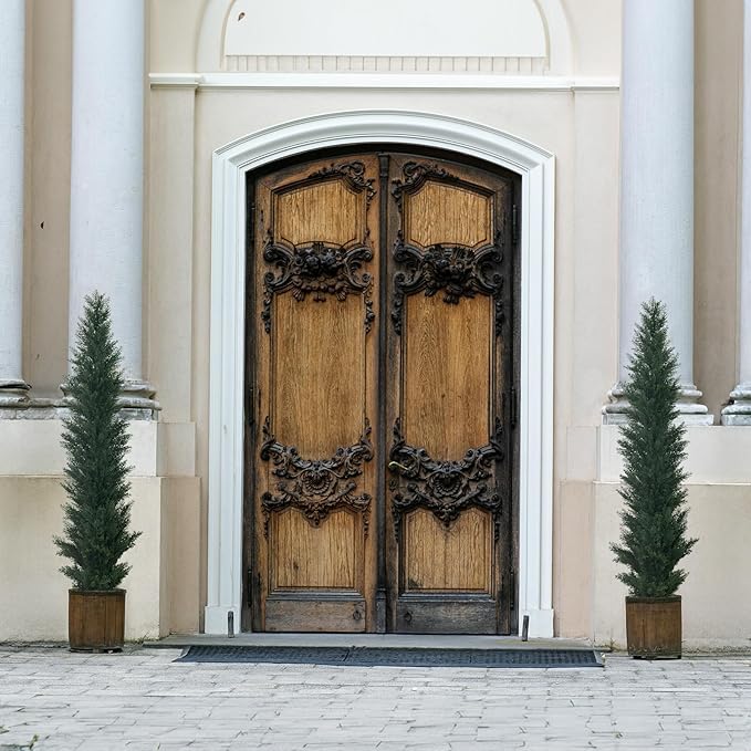 2 Packs 4ft Artificial Cedar Topiary Trees - Fake Boxwood Topiary Cypress Trees Potted Plants, Artificial Plants Shrubs for Home Indoor Outdoor Garden Porch Decor