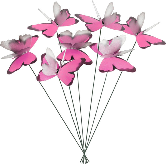 Handmade Butterfly Garden Stakes – Set of 7 Lilac Pink Decorative Butterflies Idea for Garden & Nature Lovers – Outdoor & Indoor Garden Decor – Air Aquarium Handmade by Kushner