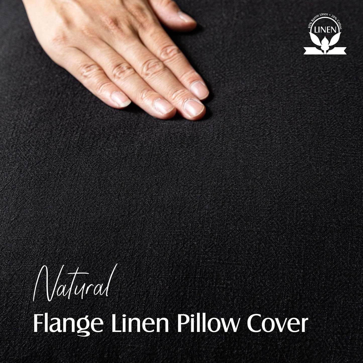 Foindtower Pack of 2, Decorative Linen Soild Throw Pillow Covers Soft Accent Cushion Case Boho Farmhouse Neutral Pillowcase for Chair Couch Sofa Bedroom Living Room Home Decor 18 x 18 Inch Black