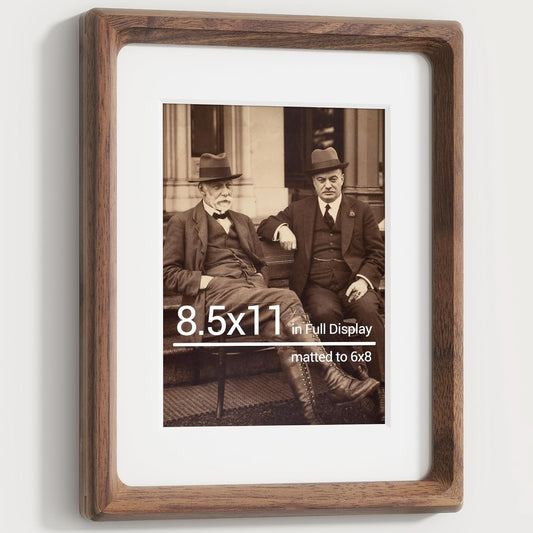 Heimlove 8.5X11 Picture Frames Natural Walnut,Original Wood Hand Make Crafted Photo Frame with Mat to 6X8 Graduation Picture Display,Family Picture,Wedding Picture Tabletop & Wall Decoration
