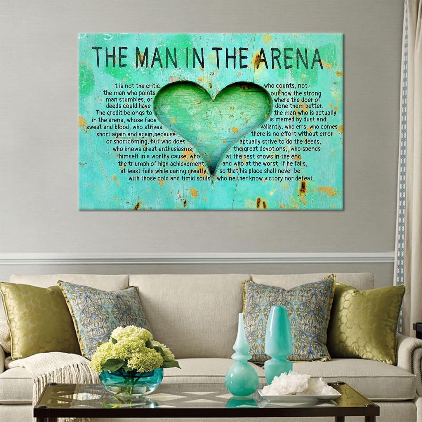 Inspirational Poster Wall Art Motivational The Man In The Arena Entrepreneur Quotes Print on Canvas Picture Painting Artwork for Living Room Office School Wall Decoration Ready to Hang [24''Wx36''H]