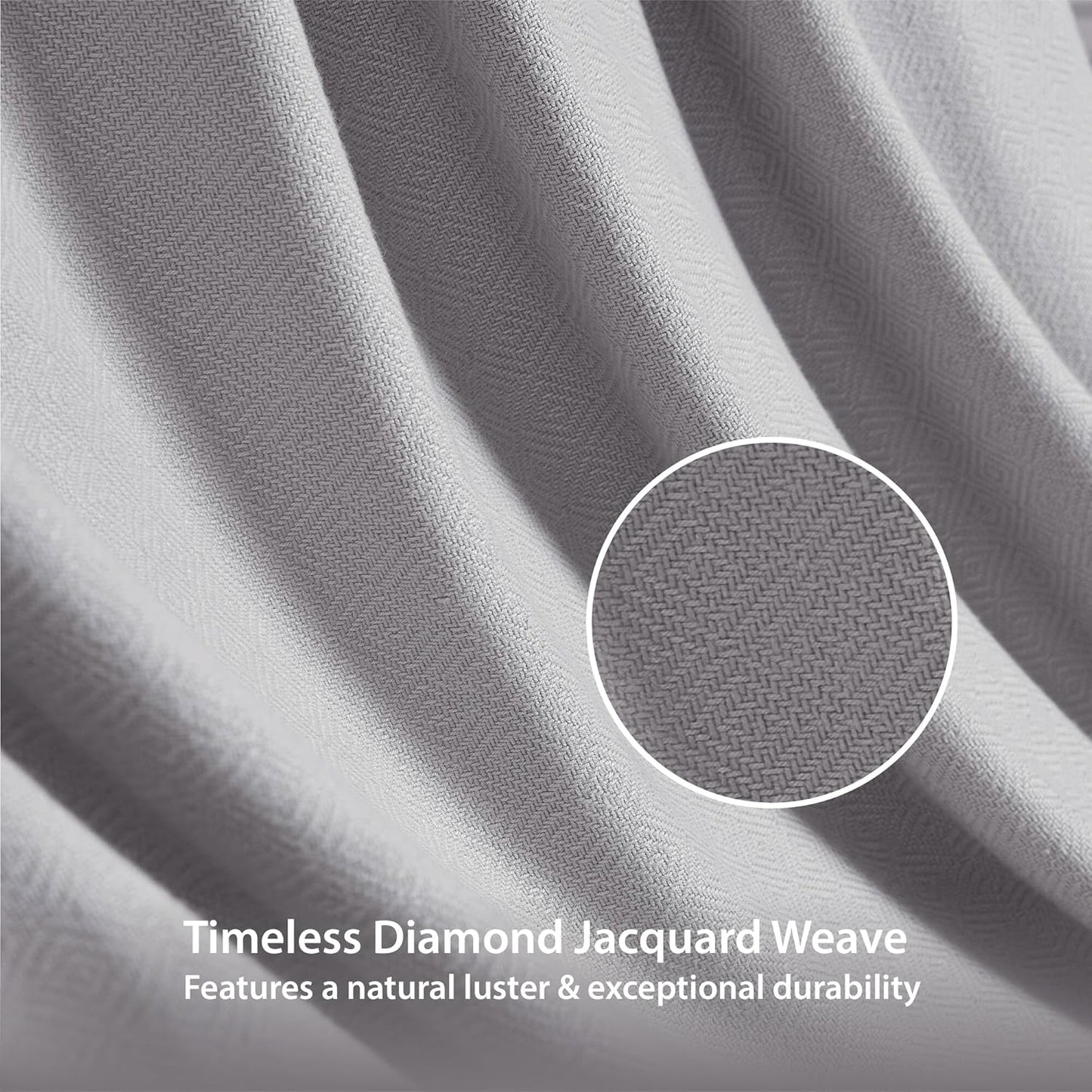 King Size Blanket, 70% Rayon (Derived from Bamboo) and 30% Cotton, Lightweight Jacquard Weave, Breathable and Soft Summer Blanket for Bed or Couch, 108” x 90”, Grey