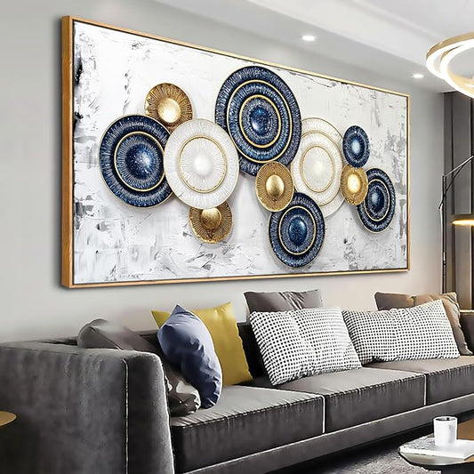 Wall Art Simple Wall Decor Blue and Yellow Canvas Painting Abstract Wall Art for Bedroom Living Room Dining Room Home Office Decor 20"x40" with Framed