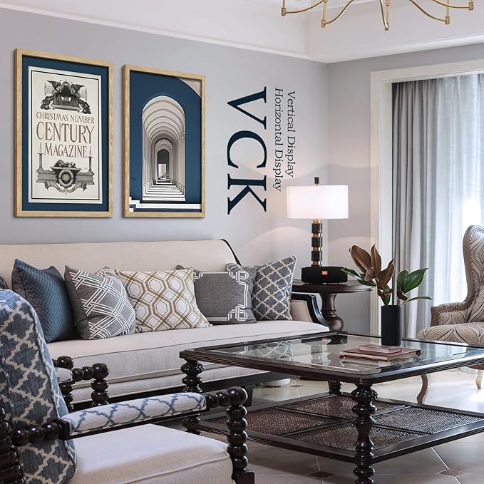 VCK 24x36 Poster Frame Set of 3 - Oak, Natural Solid Wood Picture Frames, Wall Gallery Frame