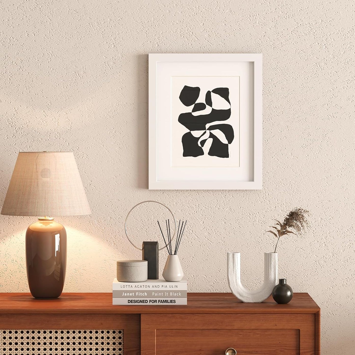 KINLINK 10x12 Picture Frame White, Solid Wood Frames with Acrylic Plexiglass for Pictures 7x9 with Mat or 10x12 without Mat, Tabletop and Wall Display Photo Frame, Set of 4