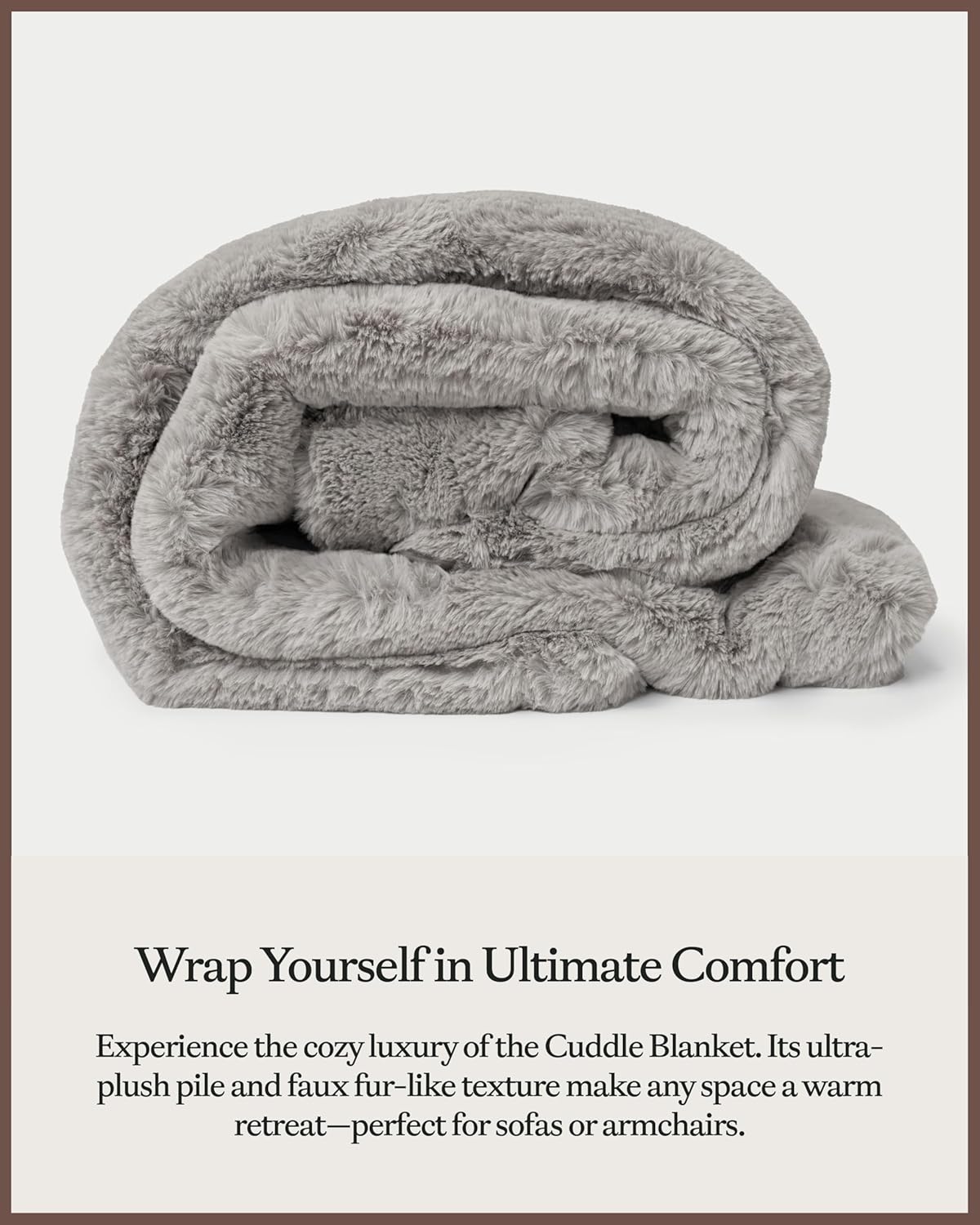 Cozy Earth Cuddle Blanket - Faux Fur Ultra-Soft Luxury Throw Blanket - Thick & Cozy Oversized Design for Lounging or Sharing - Machine Washable - Throw 60" x 50" Dove Grey