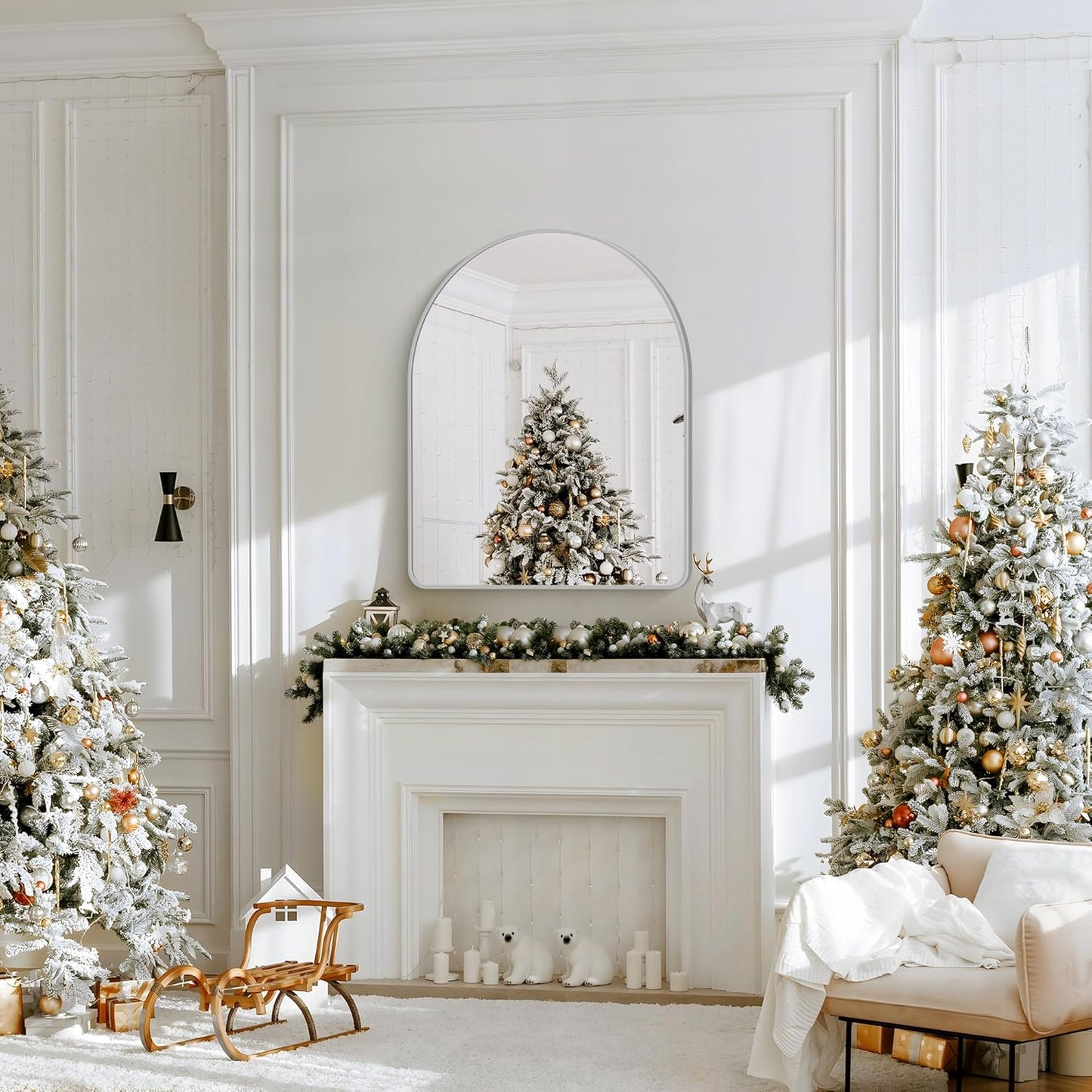 FORBATH Arched Bathroom Mirror 30x36 Inch, Arch Wall Mirror with Silver Aluminum Frame, Arched Mirror for Dresser, Fireplace,Entryway,Home Decor,Hanging or Leaning Against Wall