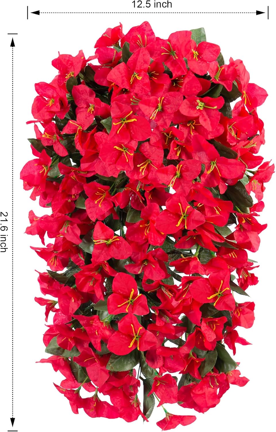 HyeFlora Bougainvillea Artificial Hanging Flowers Plants for Outdoors Decoration, 2pcs Fake Flowers Silk Bougainvillea Vines Realistic UV Resistant Faux Flowers for Outdoor Planters Porch Patio, Red