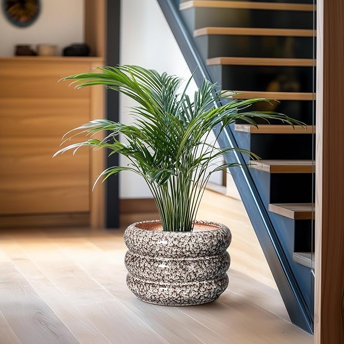 SQOWL Ceramic Pots for Plants - 10 Inch Plant Pot with Drainage Hole, Ceramic Planter for Indoor Plants, Round Flower Pots Outdoor, Modern Planter, House Home Room Decor, Gifts for Plant Lover, White