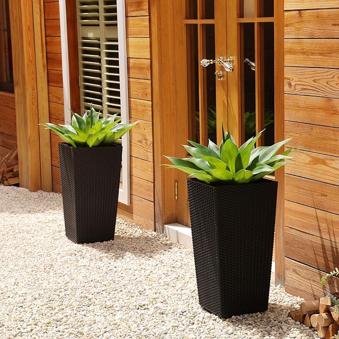 28in Fake Agave Plant Set, UV-Resistant Artificial Succulent for Indoor & Outdoor Use,Aesthetic Faux Plant for Home Decor, Office Housewarming Boho Room Decor, Set of 2