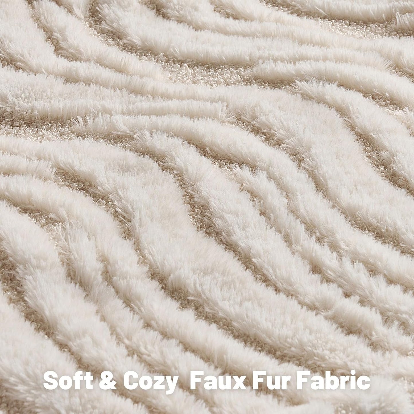 FUTEI Cream Decorative Throw Pillow Covers 20x20 Inch Set of 2,Soft Faux Fur Geometric Shapes Texture Cushion Case,Boho Home Decor for Couch Bed Living Room