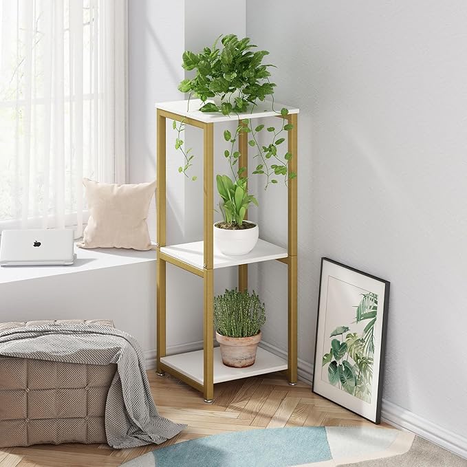 Plant Stand Indoor Corner Tall 3 Tier Metal Modern Flower Storage Plant Shelf Holder for Living Room Balcony Garden,Gold (3 Tier-Gold)