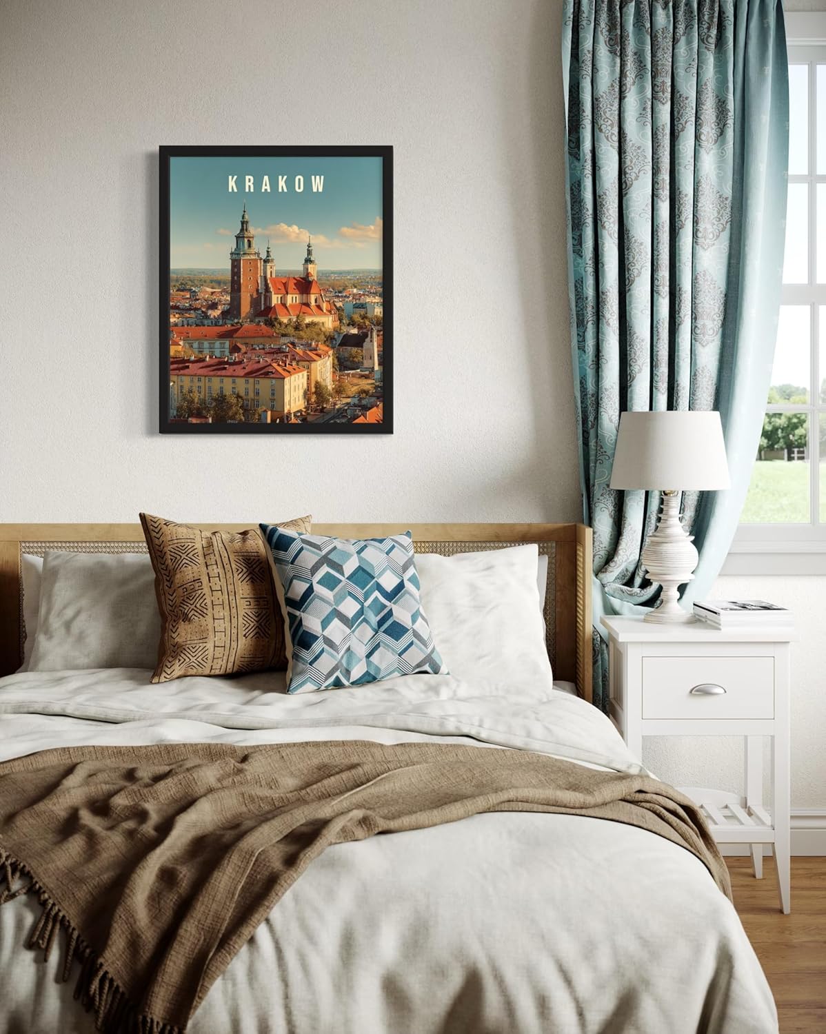 Kraków, Poland Art Print Poster, Europe Vintage City Retro Photography Skyline Travel Bedroom Bathroom Living Room Decor 183 (Kraków, Poland, 24 x 36 inches, Unframed)